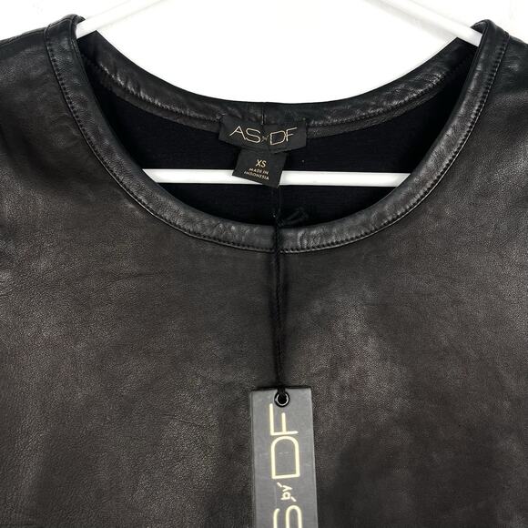 NWT AS by DF Genuine Leather New Guard Short Sleeve Stretch Tee Top XS - Picture 3 of 5